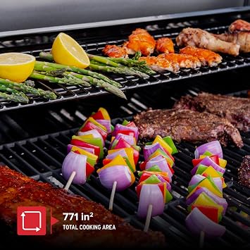 Nexgrill Deluxe 5-Burner Propane Barbecue Gas Grill with Side Table and Ceramic Searing Side Burner, 771 sq. in., 75000 BTUs, Black, Outdoor Cooking, Patio, Barbecue Grill, 720-1046A