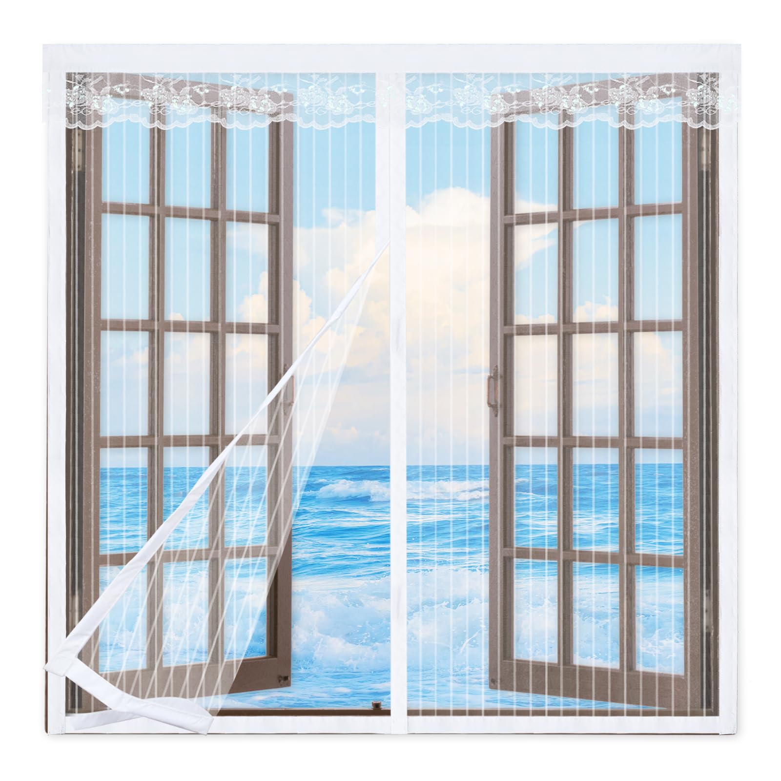 Magnetic Fly Screen for Windows 220x225cm,Fly Screen for Windows, Magnetic Window Screen Insect Mesh,Fly Mosquito Net for Windows to Keep Bugs Out, No Drilling,White