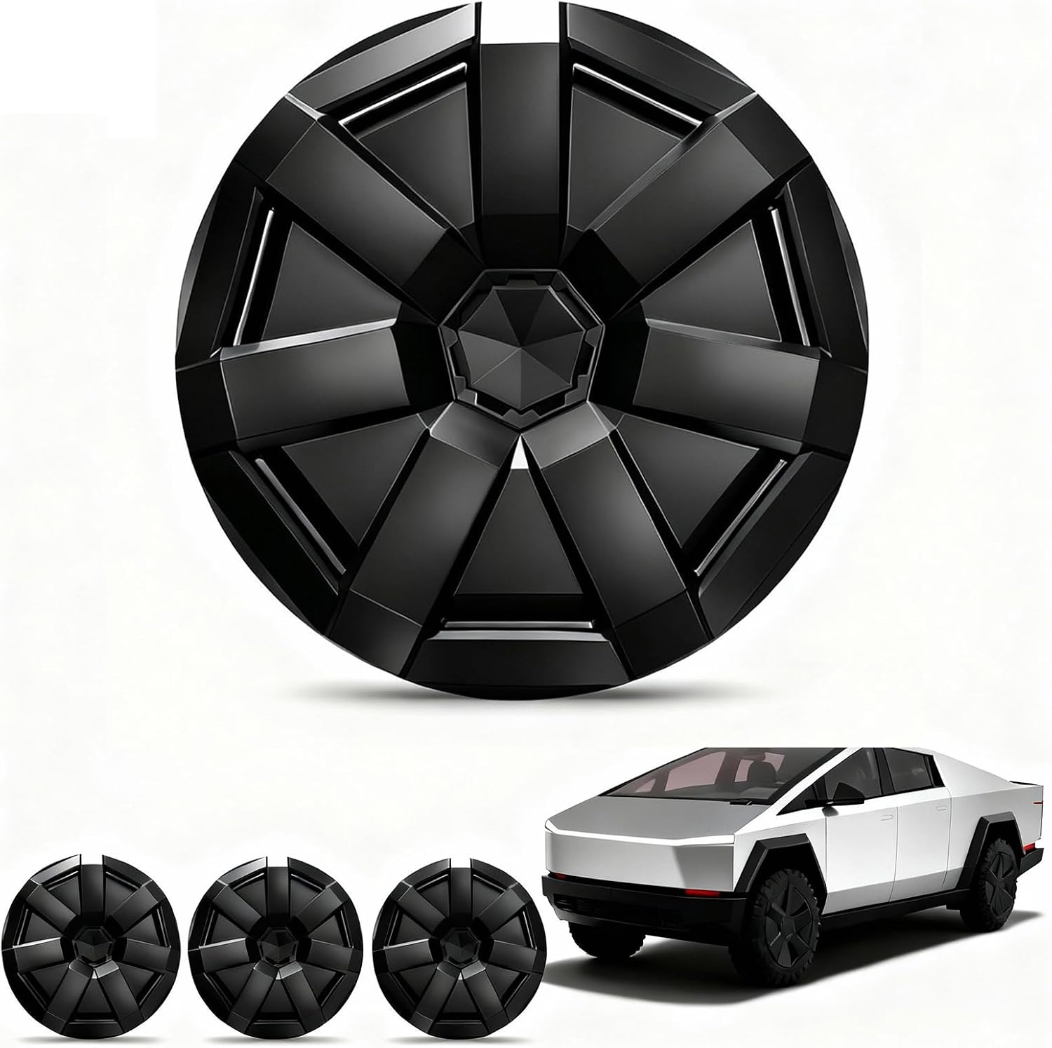 4PCS Hubcap Wheel Cover Compatible with Tesla Cybertruck 2024 2023, 20-inches Rim Protector Core Wheel Cover Hub Caps Replacement for Cybertruck Pickup Truck Exterior Accessories