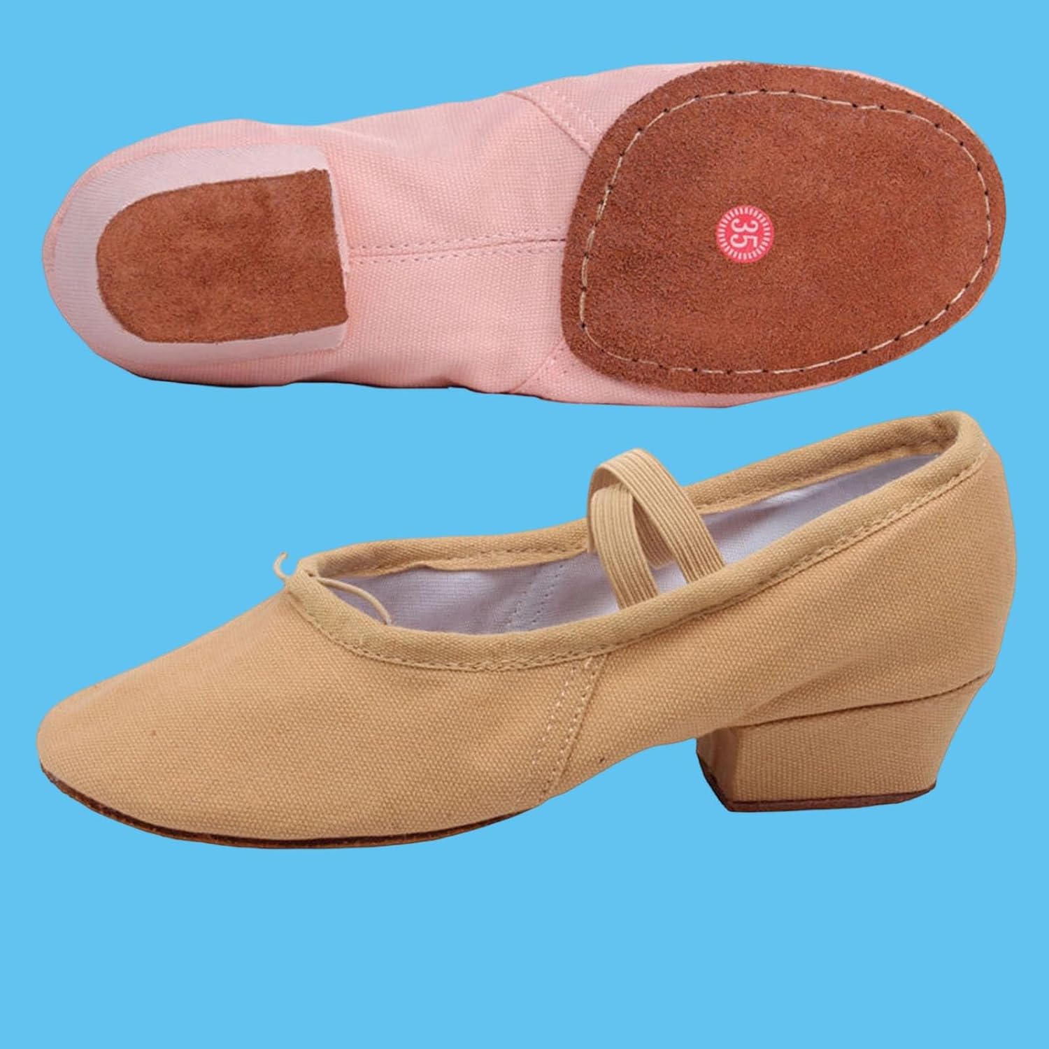 Women Latin Dance Shoes Canvas Ballroom Character Teacher Shoe Chunky Low Heel Comfy Dancing Loafers