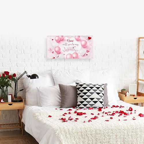 Miniatura 165 de Cartel de fondo personalizado para el día de San Valentín, decoración de San Valentín, letrero de vinilo con texto en inglés "Be My Valentine