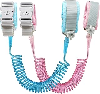 Anti Lost Wrist Link (8.2ft), Socub Toddler Leash Wrist for Kids Child Safety with Key Lock, 2 Pack, Pink and Blue