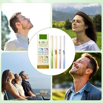4Pcs Herbal Diffuser Pen Aromatherapy Inhaler Stick, Portable Vaporless Breathing Aid for Oral Freshening and Cleansing, Natural Wellness Support