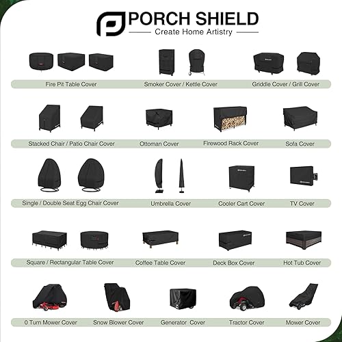 Miniatura 8 de Porch Shield Funda redonda para muebles de patio, impermeable, 600D, resistente, para mesa y sillas de exterior, 84 pulgadas, color negro