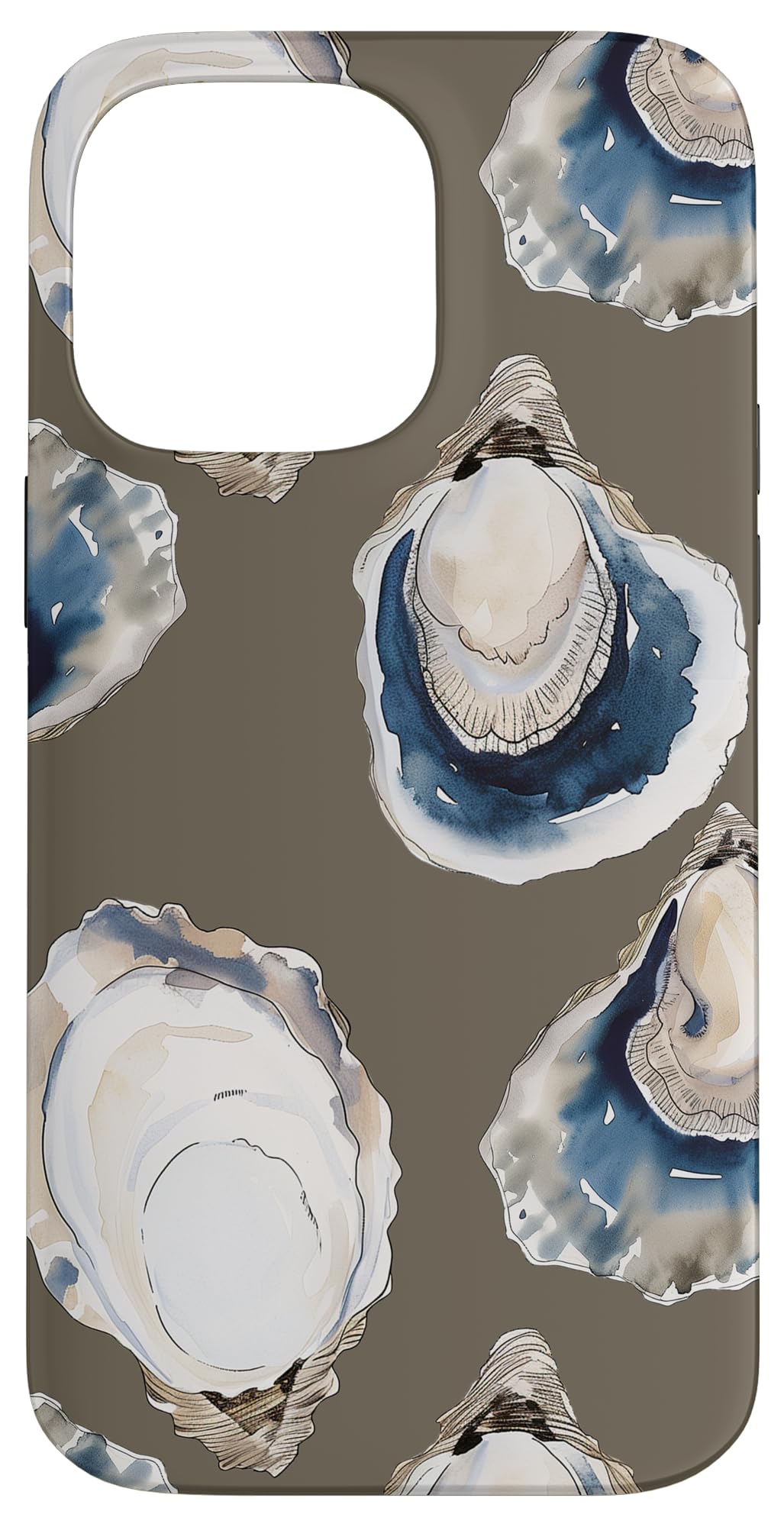 Oyster Half Shell Pattern Beach Theme Taupe Design Case for iPhone 14 Pro Max
