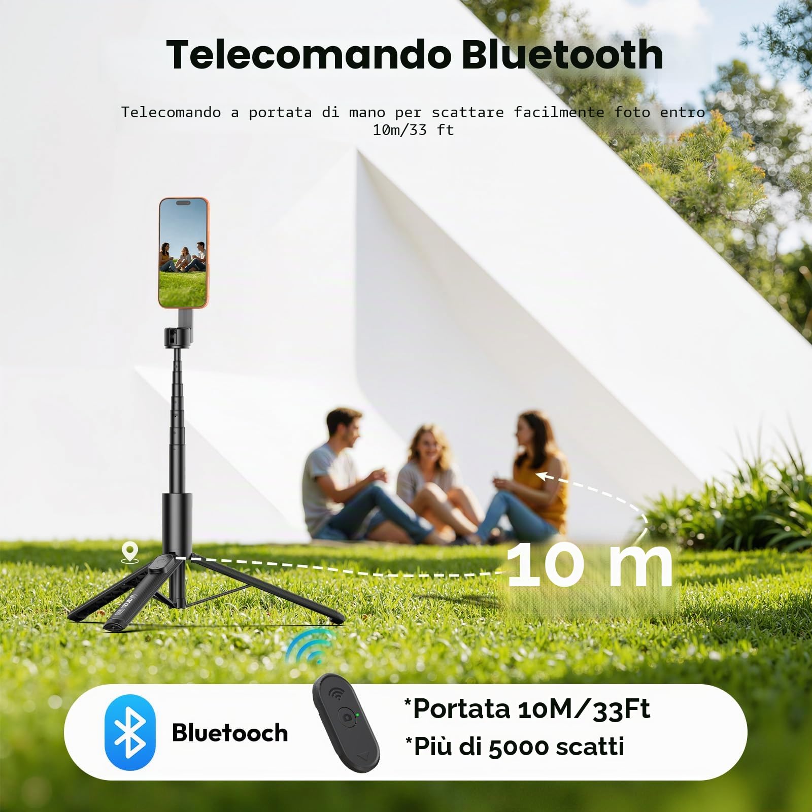 ULANZI SK27 Treppiede smartphone 165 cm, Magneti N52, Telecomando Bluetooth 10 m, 8 Sezioni, Selfie stick magnetico MagPod, Tripode cellulare per iPhone 17, 16, 15, 14, 13, 12, Vlog, Viaggio
