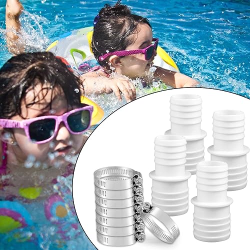 Miniatura 7 de 4 adaptadores de manguera de piscina de 1.5 a 1.25 pulgadas con 8 abrazaderas ajustables de acero inoxidable, adaptador de manguera de piscina de