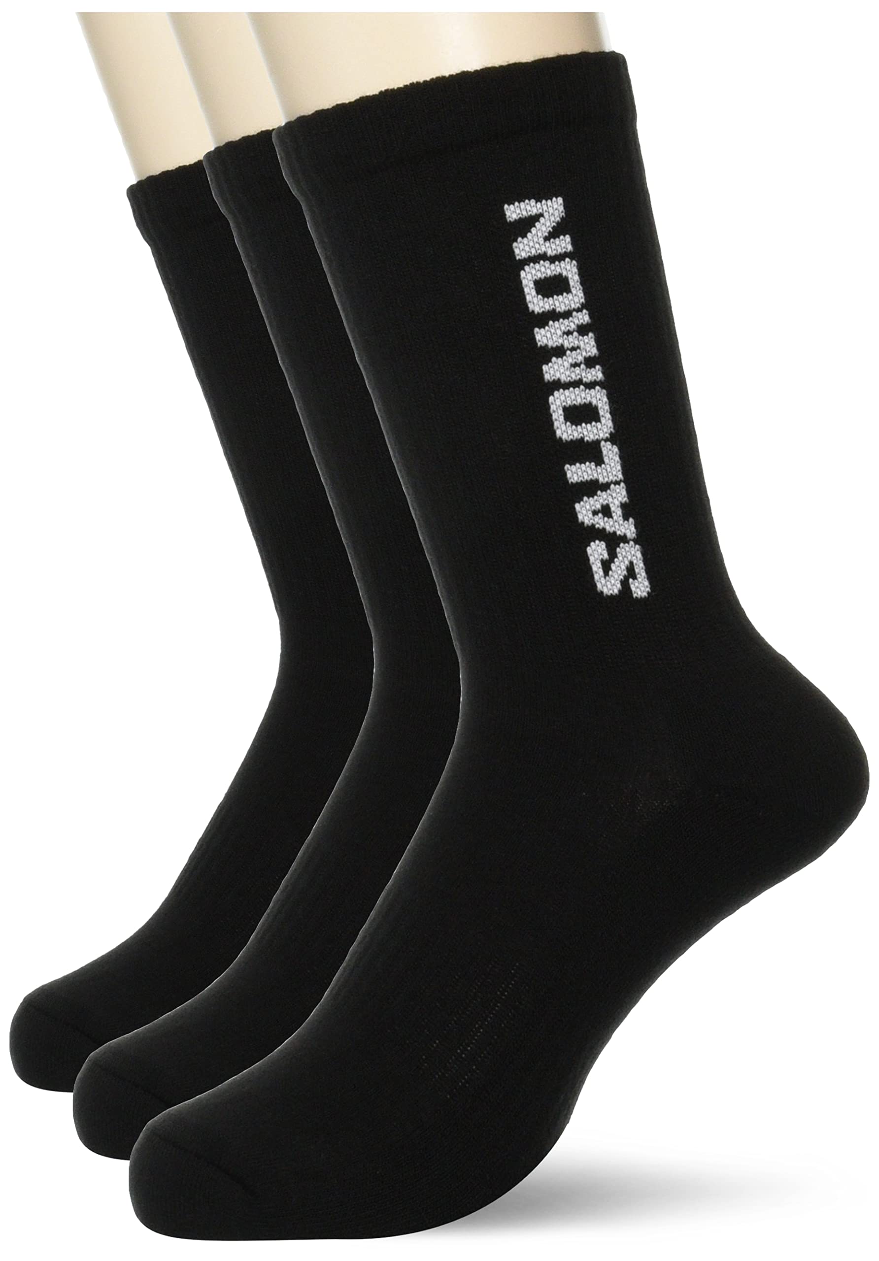 Salomon Everyday Crew 3-Pack Socks, Classic Cotton-Blend Comfort, Secure Foothold Cuff, Elasticated Arch Support for Sensitive Feet