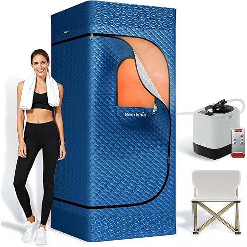 Sauna Box, Upgraded Portable Sauna for Home 5-Layer Waterproof, 3L 1200W Steamer, 9 Levels, Dual YKK Zippers, Big Folding Chair, 99 Mins Timer, Remote Control, Steam Sauna Room Personal Saunas Tent
