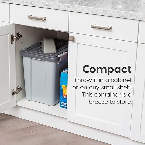 Miniatura 5 de IRIS USA Contenedor apilable de almacenamiento de alimentos para perros con cuchara de 2 tazas, 4 cierres seguros, se adapta a hasta 30 libras