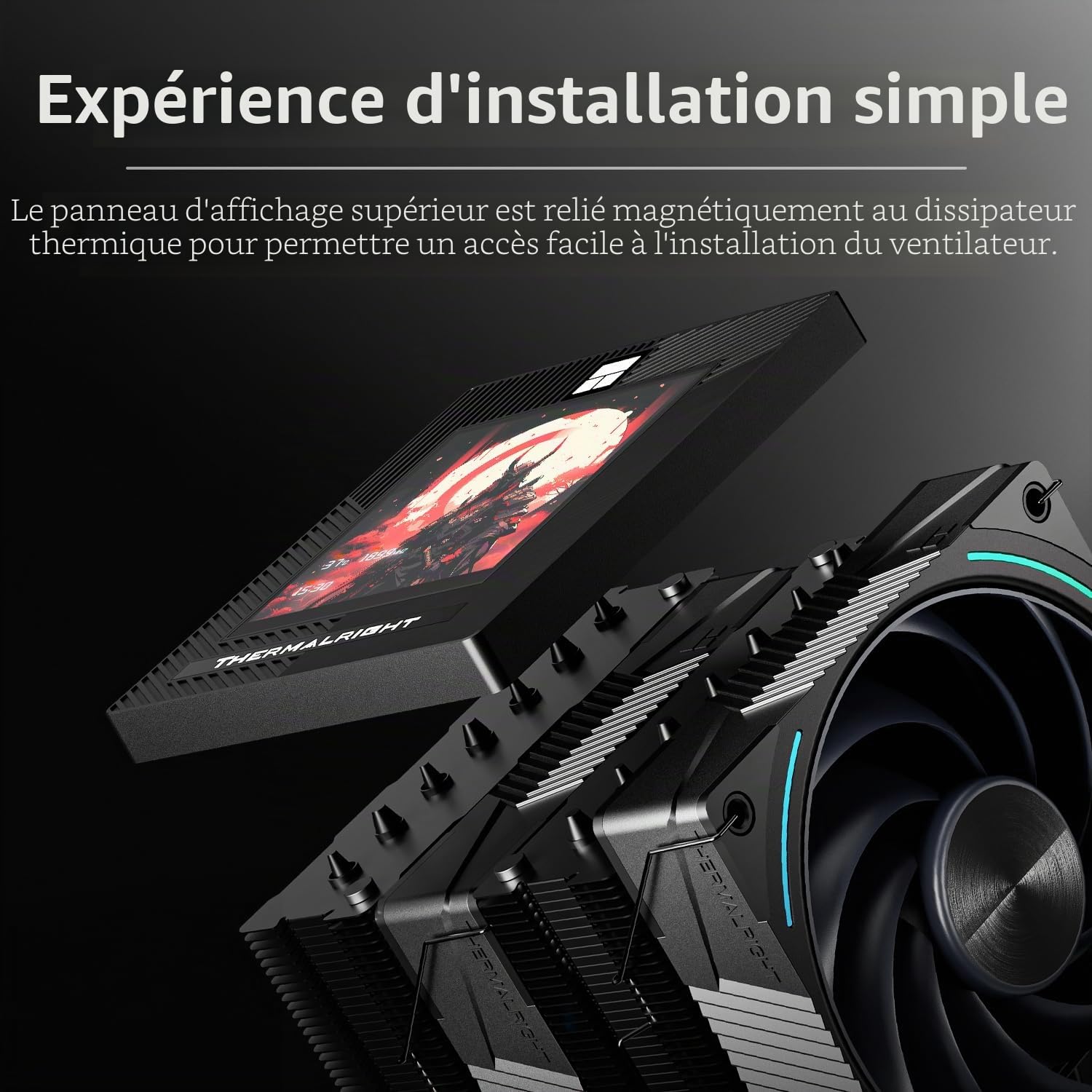 Thermalright Phantom Spirit 120 Vision EVO Refroidisseur de processeur, dissipateur thermique PC 7 caloducs, écran magnétique 3,95" avec résolution 480 x 480, pour AM4/AM5 et Intel LGA1700/1851/115x