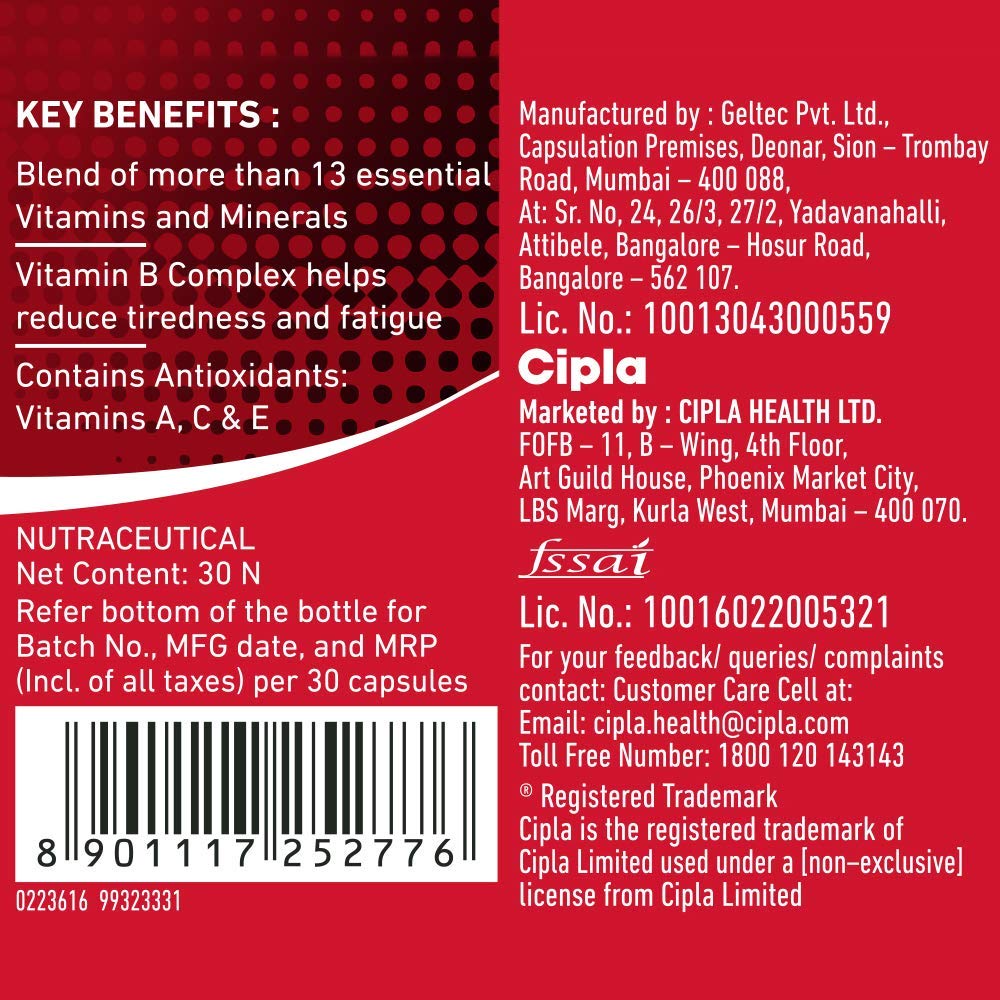 The Choice Cipla Maxirich Daily Multivitamin Capsules with Essential