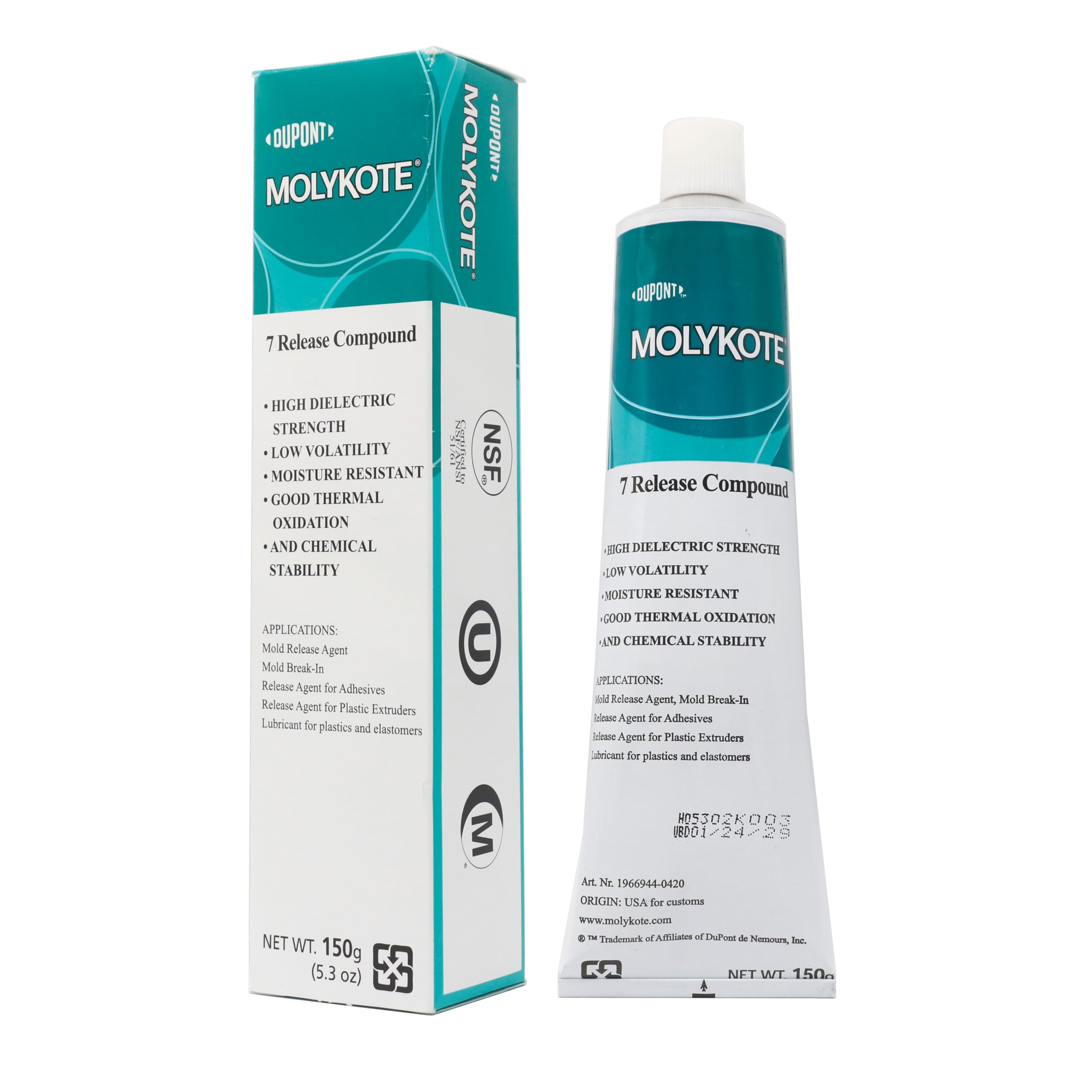 Molykote 7 Release Compound 150g 5.3oz Silicone Mold Release Agent & Lubricant Grease for Plastic Rubber Metal Adhesive Glue Cable Pulling Long Lasting Translucent White