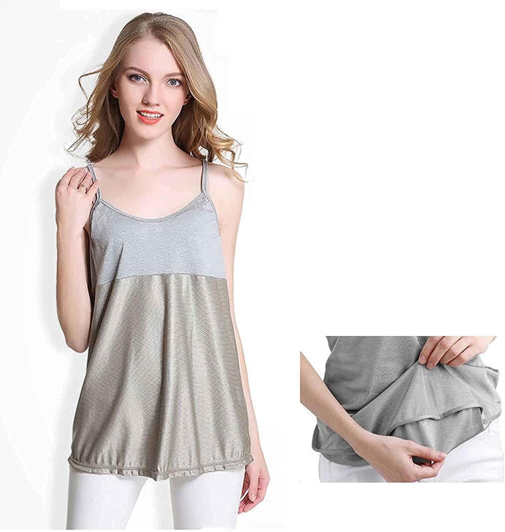 CNPRAZAnti-Radiation Maternity Tops 360°Shielding Radiation Pregnancy Clothes Apron Silver Fiber Radiation Protection Belly Band Vest Pregnant Women Tops,Light Gray,XXL