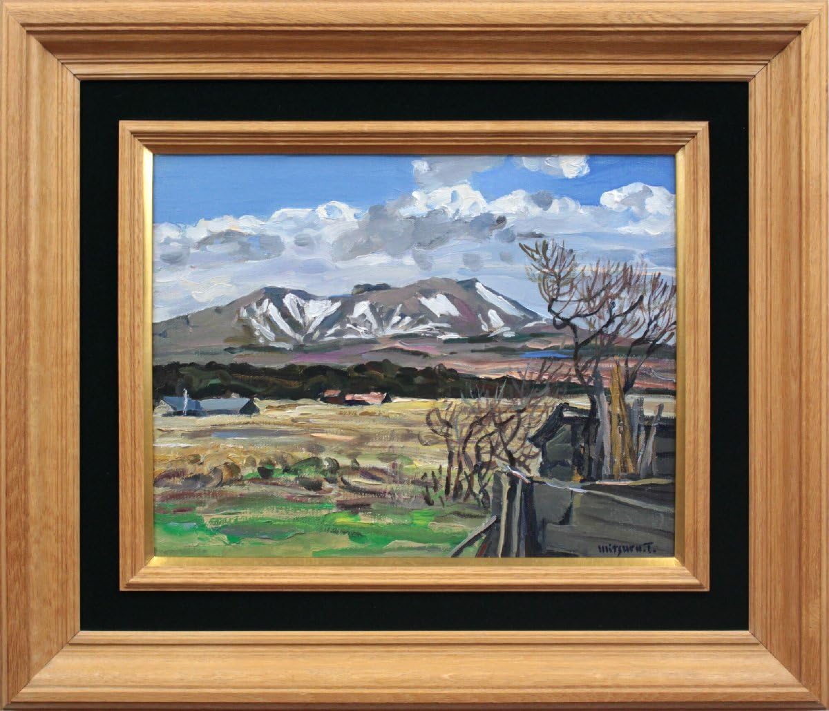 宮前秀樹『山湖夕景』日本画【真作保証】 絵画 宮前秀樹 『山湖夕景』 日本画 - 北海道画廊
