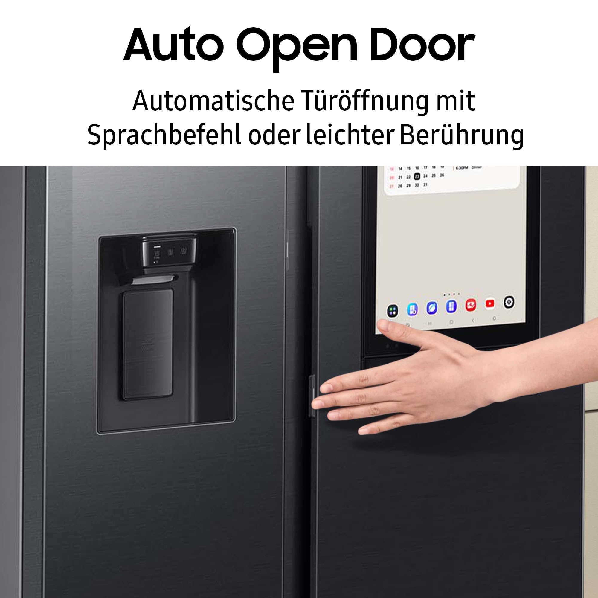 Samsung RS90F66BEFEF Side-by-Side Kühl-Gefrierkombination, 178 cm, 614 l, Eis-/Wasserspender, Family Hub, Black Steel