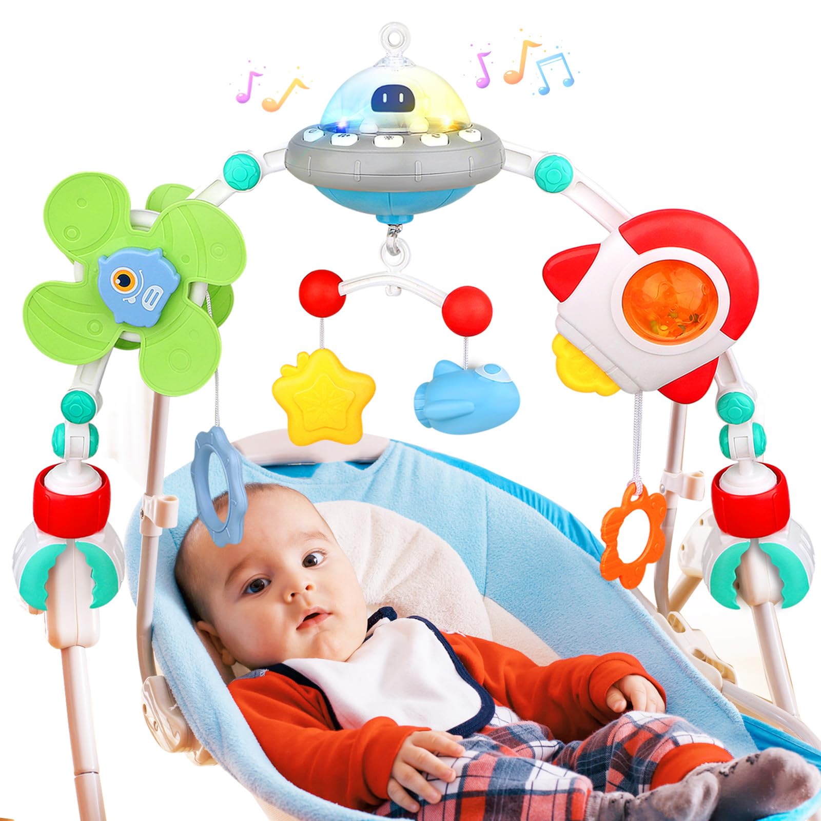 Musical Baby Stroller Arch Toys, Travel Car Seat Toys, Baby Play Arch Crib Accessory Toys, Mobile for Bassinet,Arch Bar Toys for Babies Infants