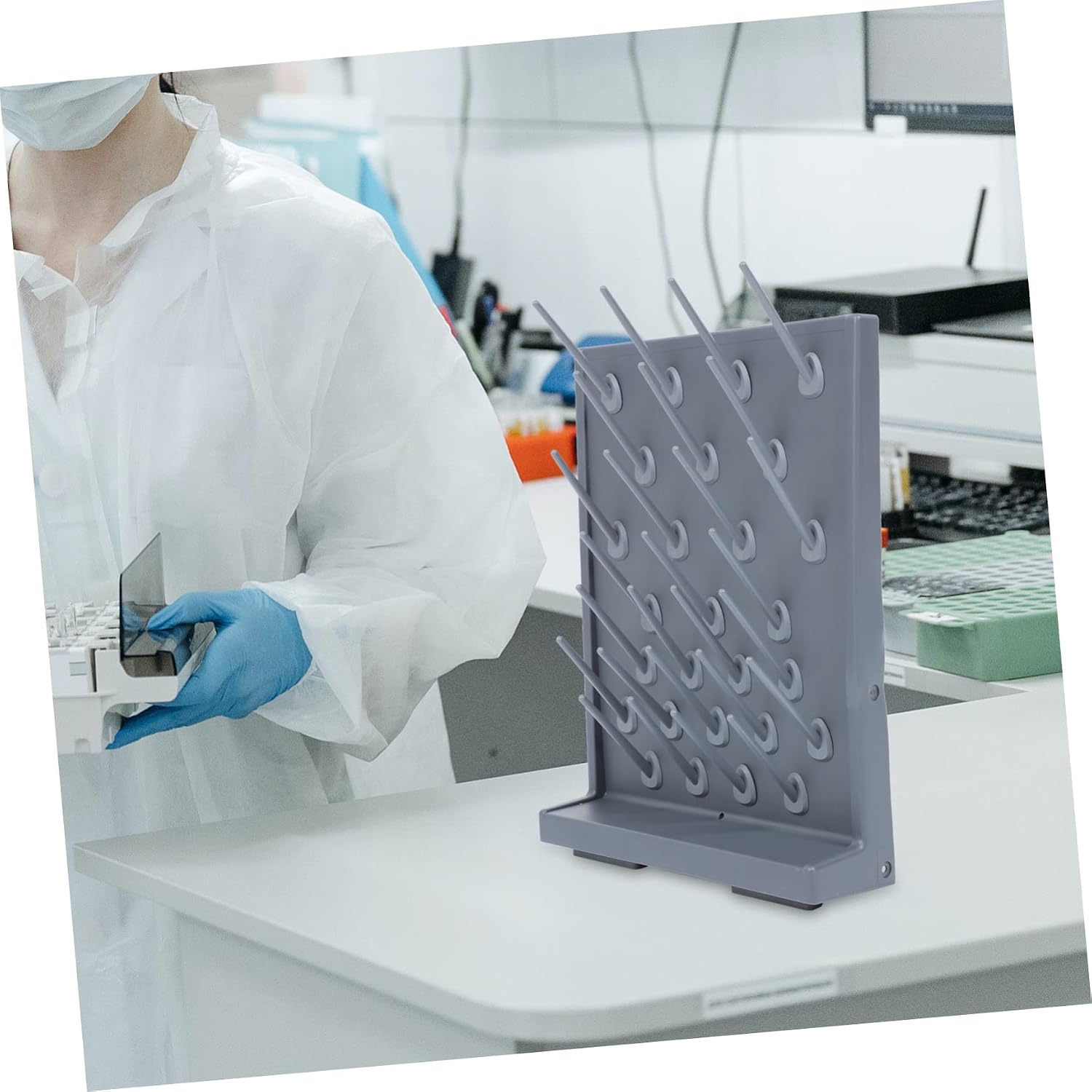 GLEAVI 2pcs Pp Test Tube Drying Rack Laboratory Peg Stand Holder for Tubes Lightweight and Design for Research and Educational Use Black Color with Minimal Space Requirement