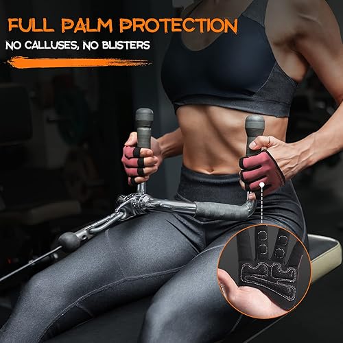Miniatura 10 de SueStar Guantes de levantamiento de peso parcial, guantes de entrenamiento de 34 dedos para hombres y mujeres, protección completa de la palma y