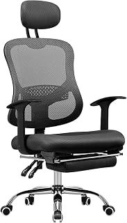 Silla giratoria de Oficina ergonómica, Silla para Juegos de Altura Ajustable con Mecanismo de inclinación, Malla Transpirable y Agradable para la Piel, Color Negro