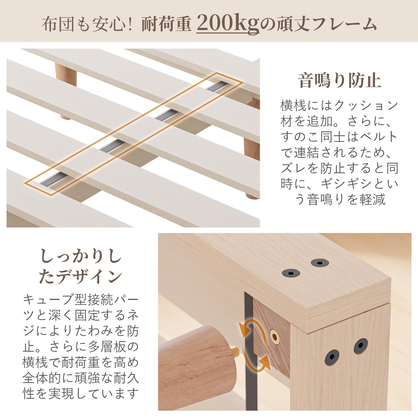 Amazon｜FRSTONE ベッド 宮付き ベッドフレーム 2口コンセント すのこ