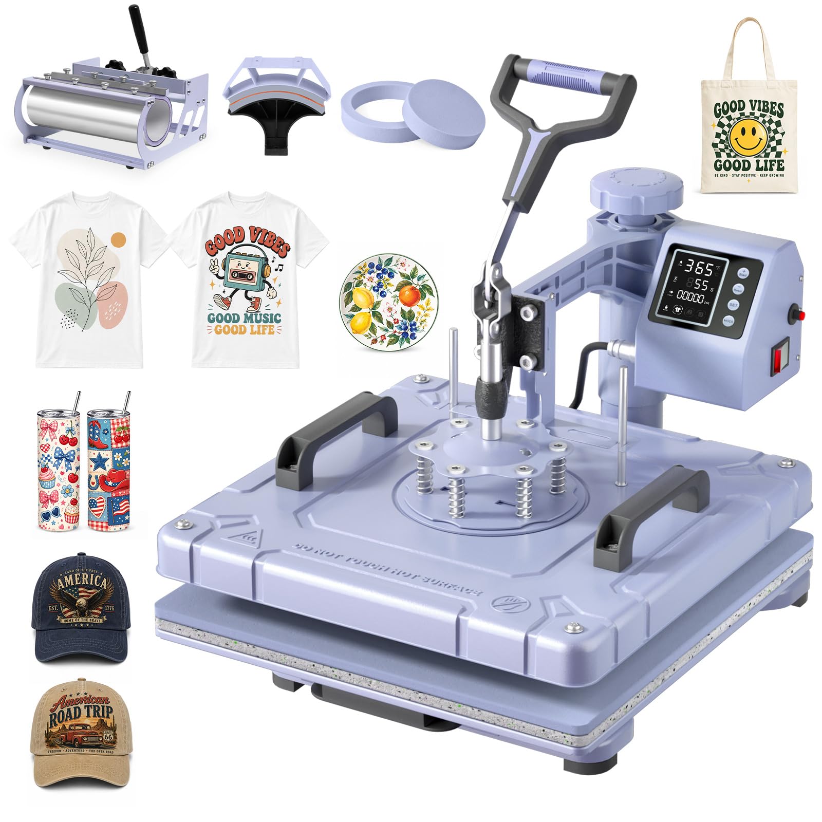 Slendor 15x15 inch 5 in 1 Swing Away Heat Press Machine for T Shirts
