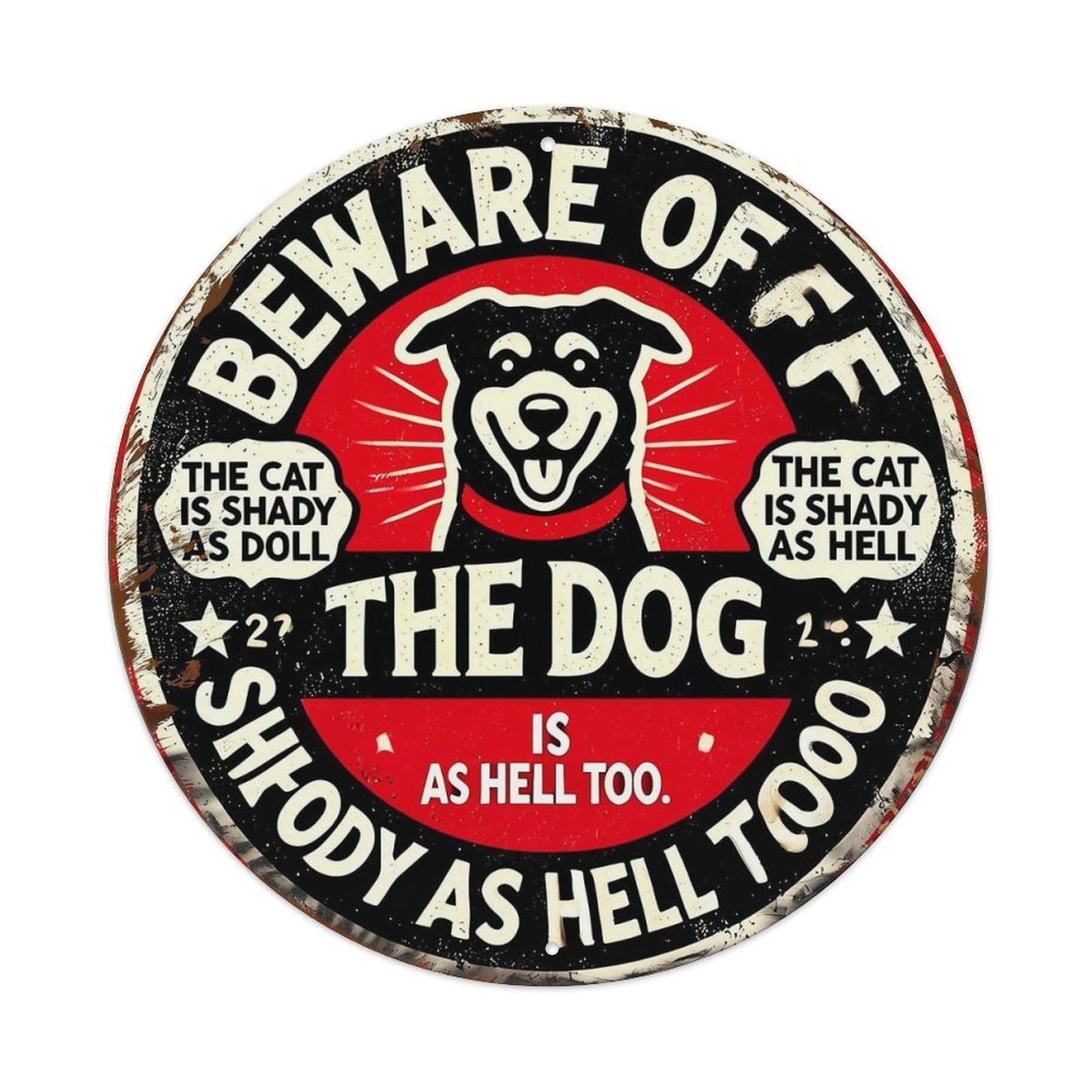 Beware Of The Dog Tin Sign Metal Poster Vintage Metal Signs for Home Man Cave Bar Cafe Kitchen laundry room Wall Decorations 8x8 inches