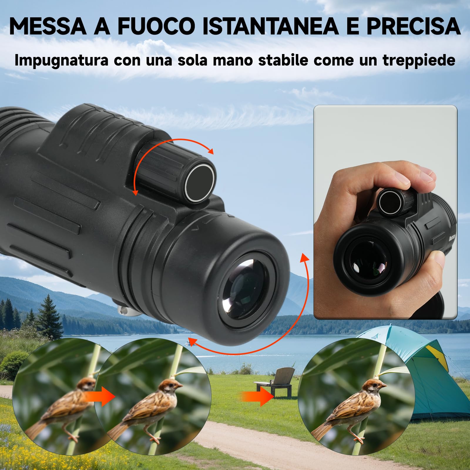 Telescopio Monoculare 8x42 ad Alta Potenza per Campeggio | HD Telescopio Monoculare Professionale Compatto per Adulti con Treppiede, per animali selvatici,caccia, campeggio