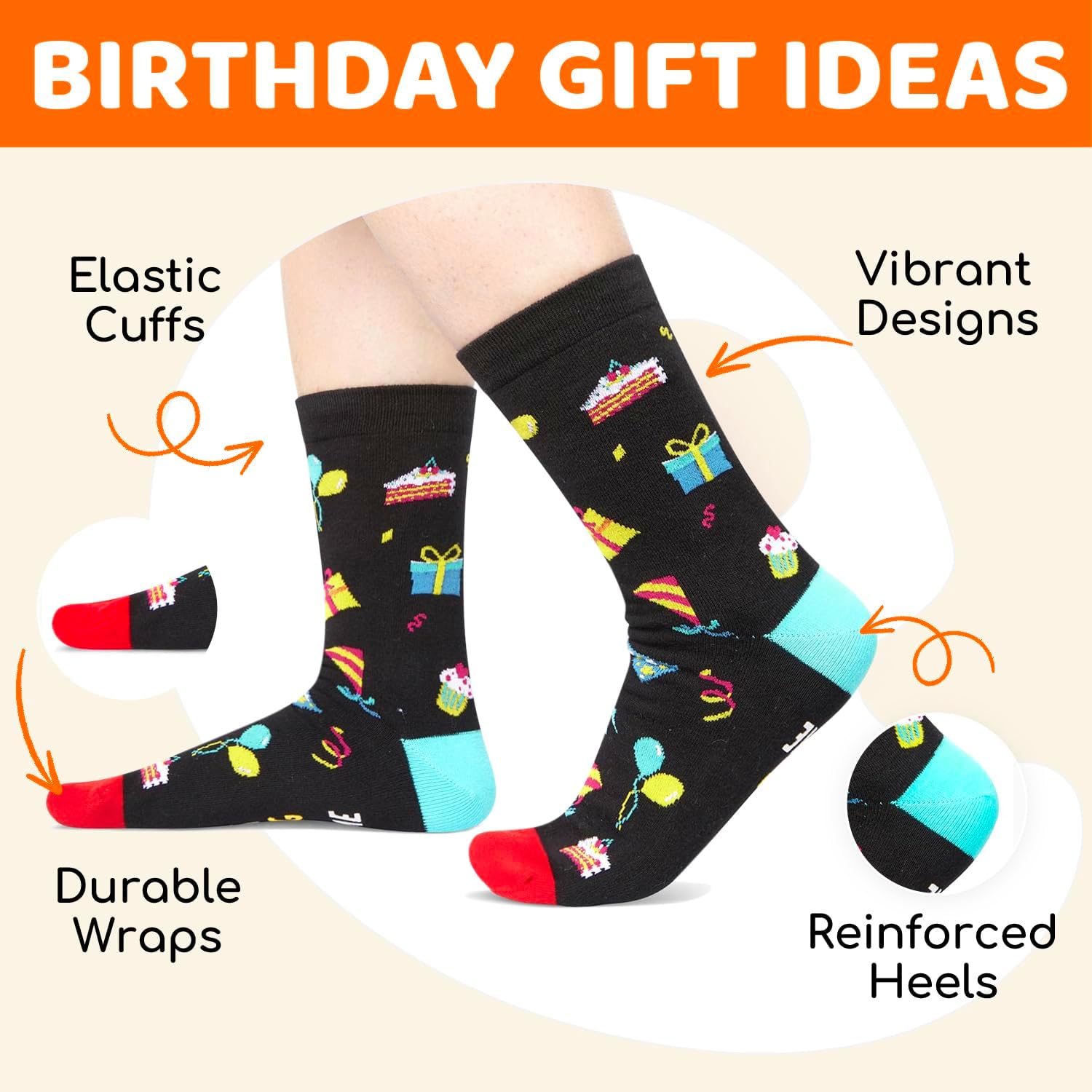 Zmart Birthday Gifts for Men - Women Bday Socks for 41 45 50 Year Old Him, 50th Bday Gift - Image 4