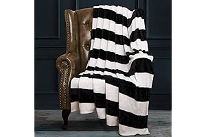 NTBAY Flannel Throw Blanket: Soft, Warm Black and White Striped Comfort (51" x 68")