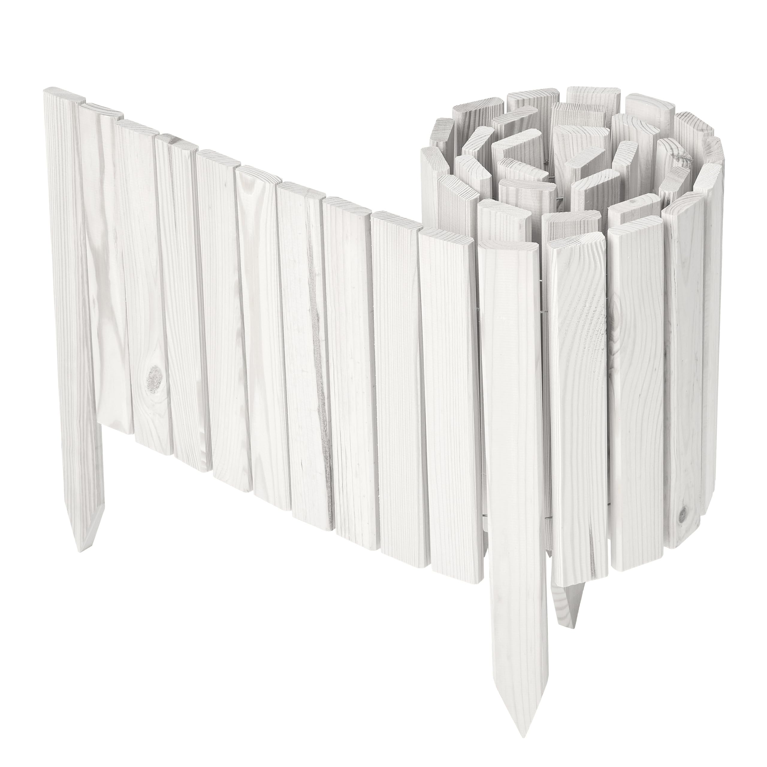 Garronda Rollborder Recinzione in legno flessibile 200 x 30 cm bordatura giardino bordura per aiuola staccionata in legno cordolo Decorazione da frutteti Palizzata GD-0149 Bianco