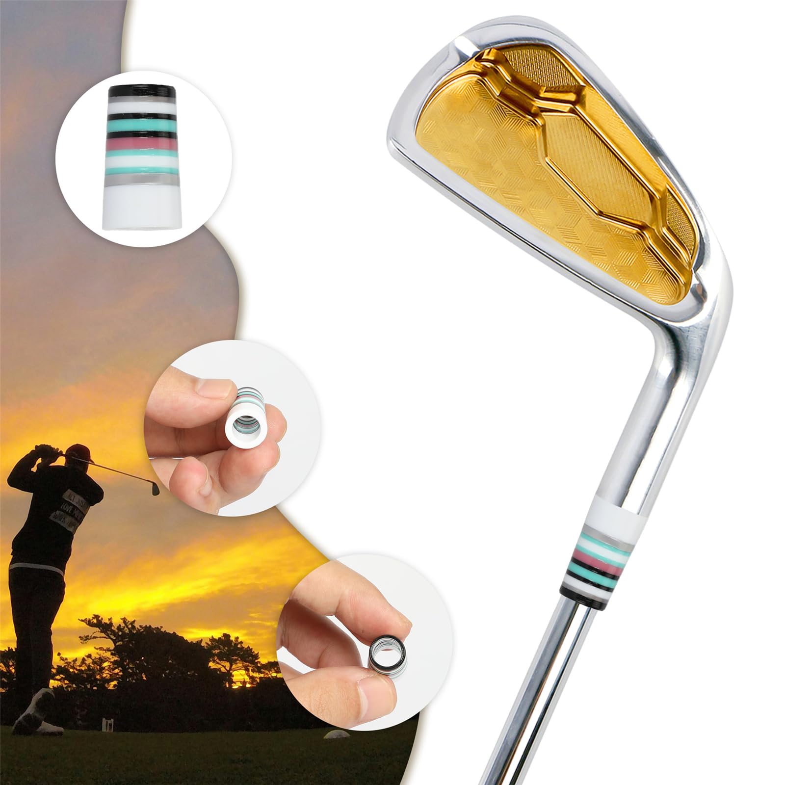 KAKASEA 10 Pcs Golf Ferrules,Golfing Club Ferrules Colorful Golfing Iron Ferrules Fit 0.35Inch Tapered Steel Shafts