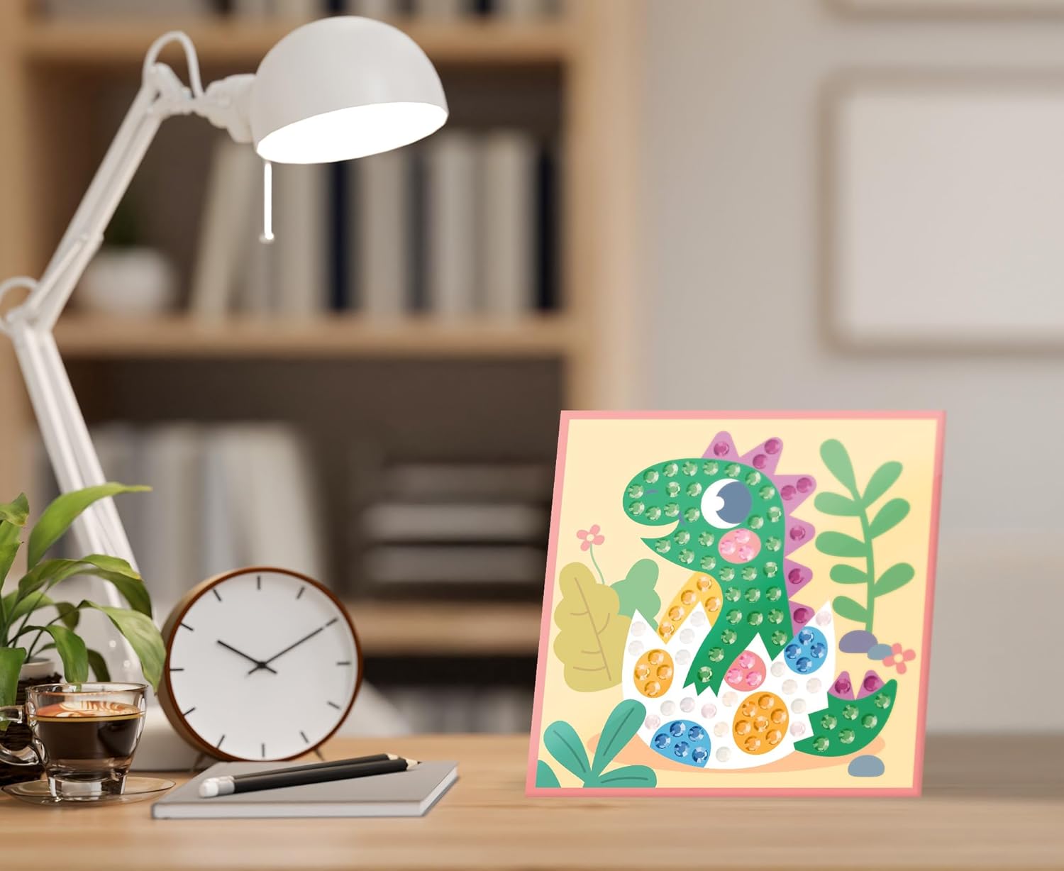 Kitfix - Diamond Art Mini Hatching Dino - Big Diamonds - Diamond Painting for Children 5+ - 12,5 x 12,5cm - for Girls and Boys - 2505