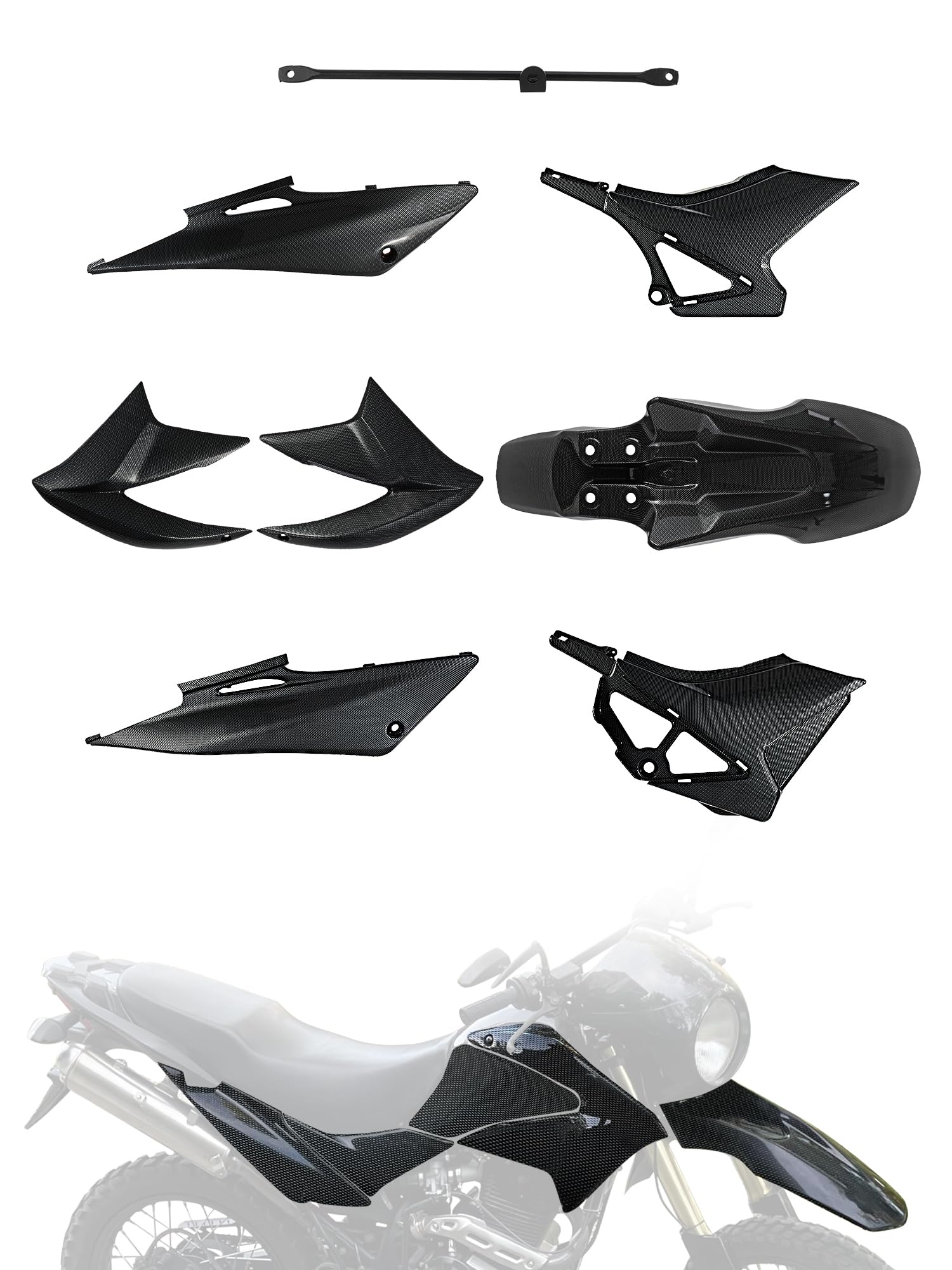 Dirt Bike Plastics Kit for Hawk 250 Imitation Carbon Fiber BAOUFF