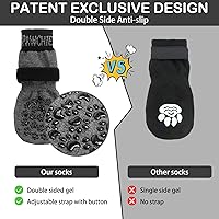 Vista 3 de PAWCHIE Calcetines antideslizantes para perros para suelo de madera dura con correa para interiores, protector de patas de punto, control de tracción