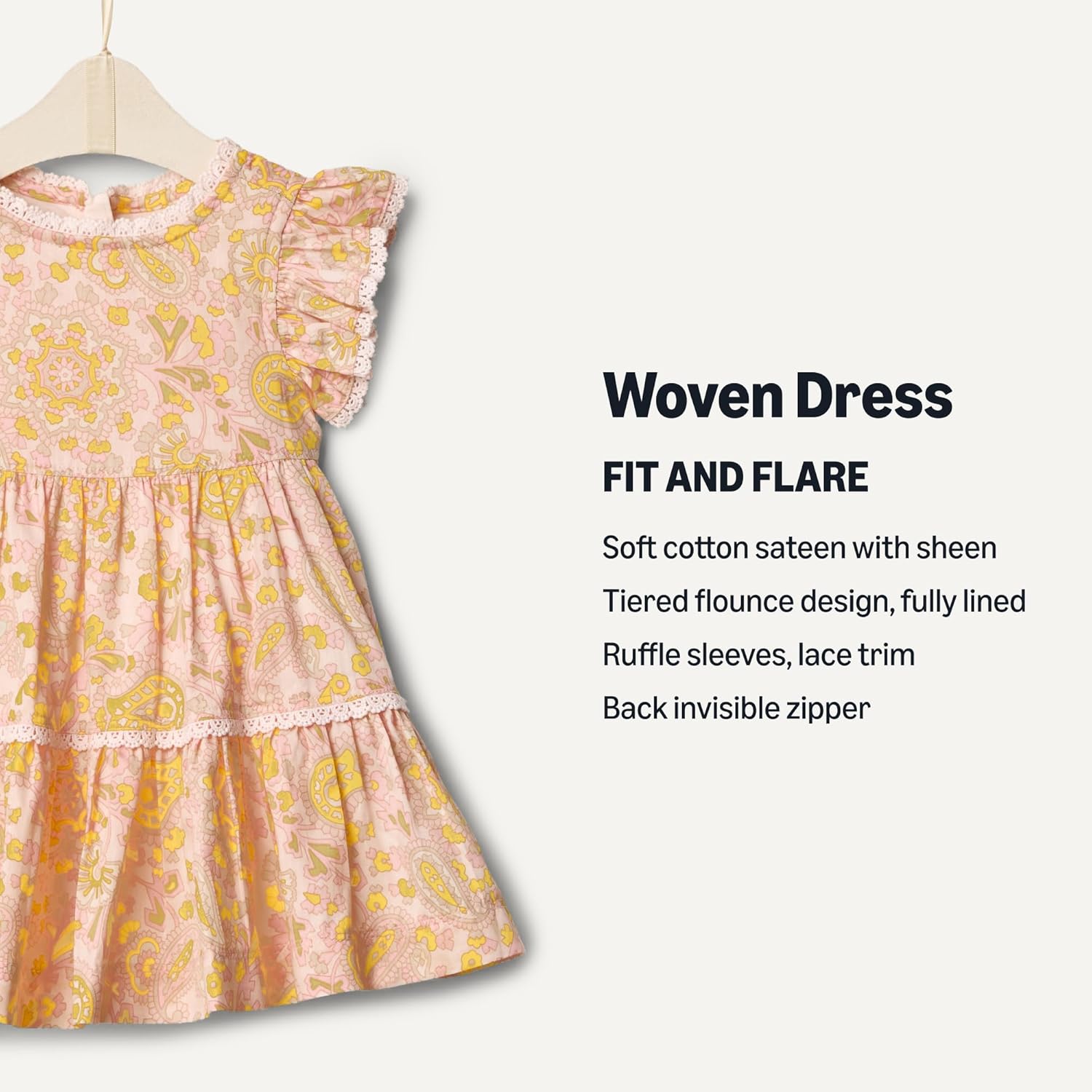 Amazon Essentials x Sofia Grainge Toddler and Baby Girls' Woven Ruffle Sleeve Dress - Image 3