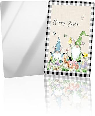 OComster Easter Gnomes Compact Mirror Bulk Mini Card Mirror, Spring Bunny Floral Eggs Wood Buffalo Check Small Compact Mirror for Purse, Rectangular Handheld Pocket Makeup Mirror