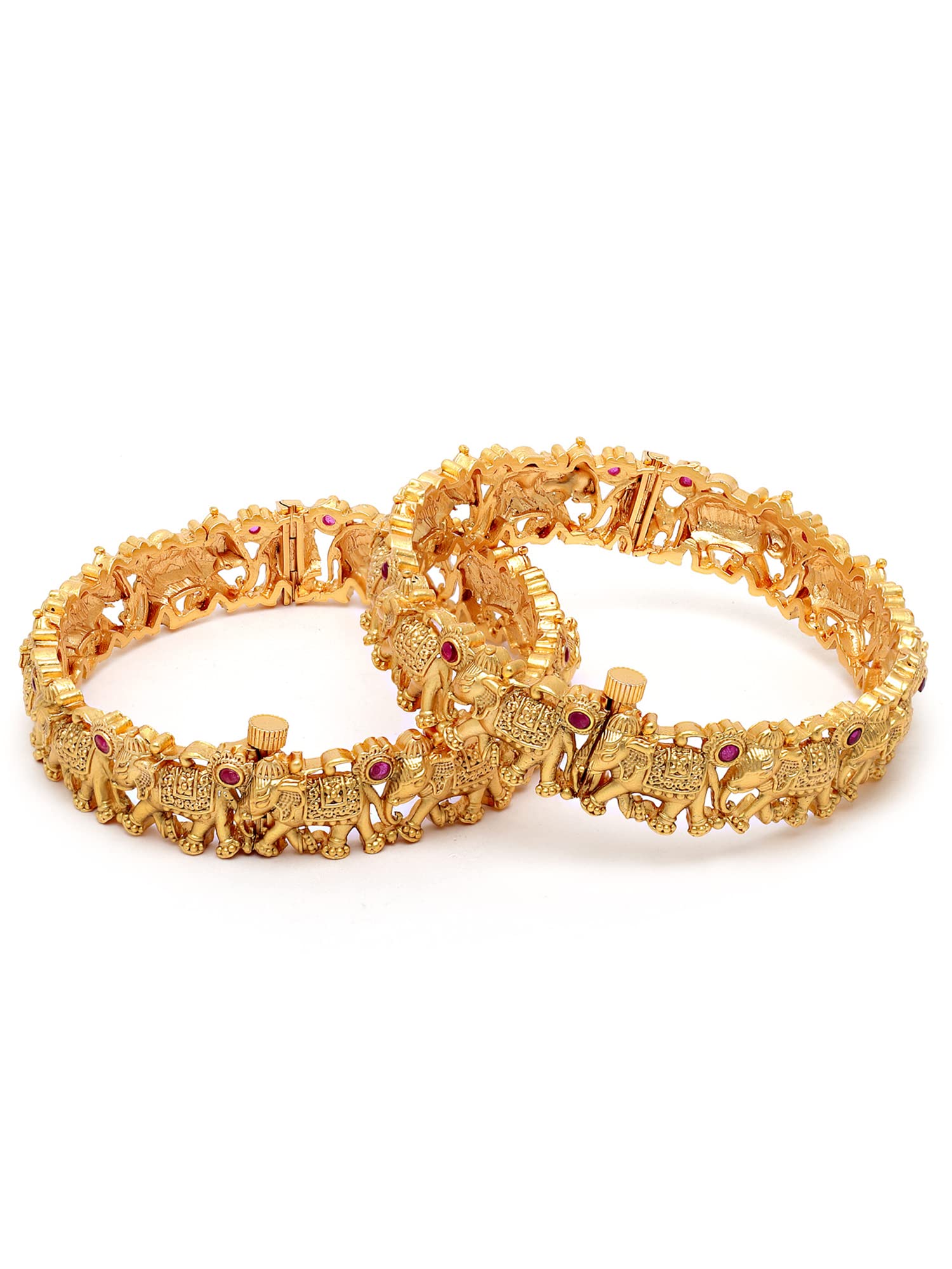 Karatcart Antique Gold Plated Elephant Shape Rajwadi Temple Bangle Set for Women (B0B4K1D3DV) Amazon Price History, Amazon Price Tracker
