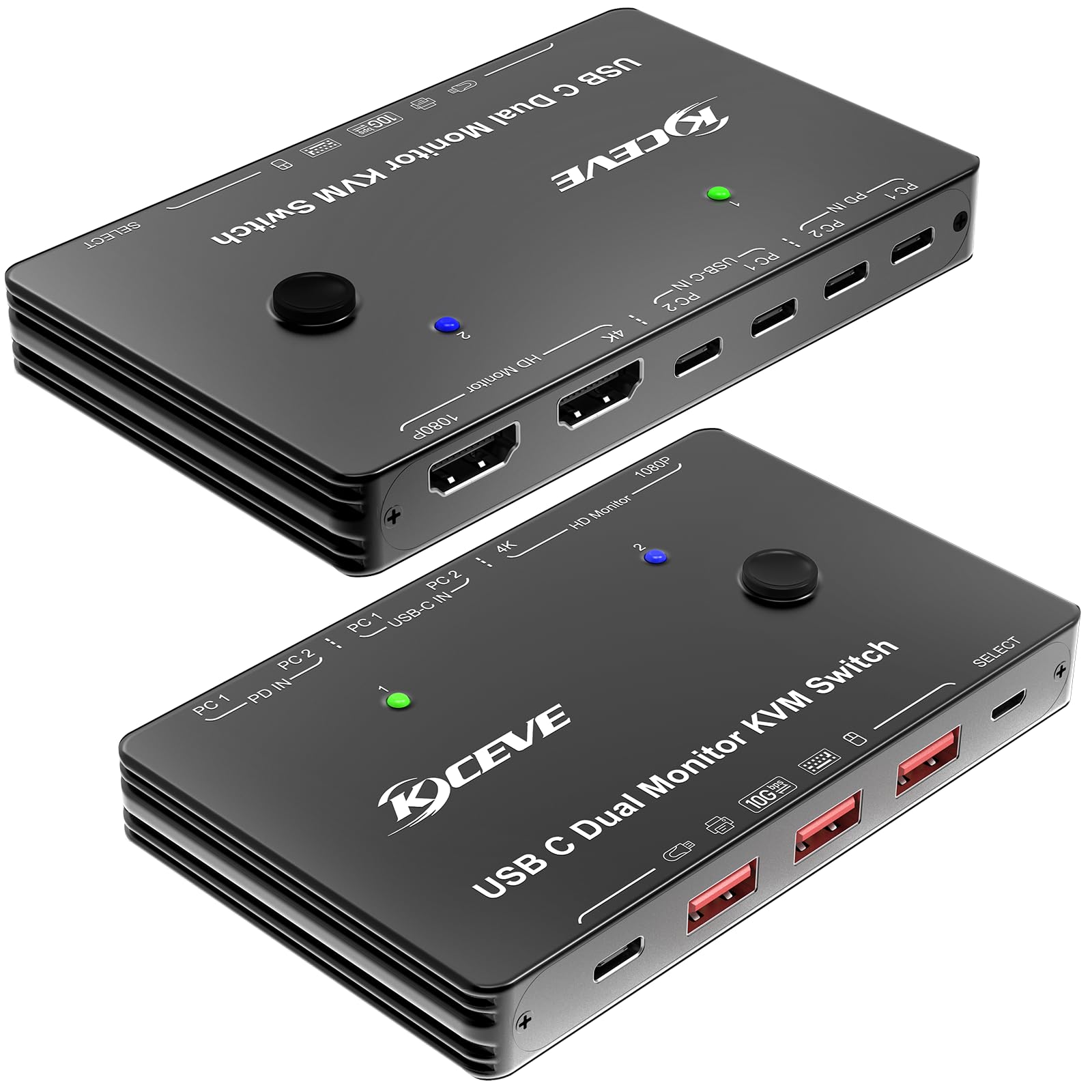 KVM Switch 2 Monitor 2 PC USB C Dual Monitor USB Type-C Commutatore KVM supporta 4K@60Hz per 2 computer condividono tastiera, mouse e monitor