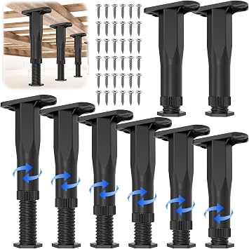 8PCS Adjustable Bed Frame Support Legs8.3"-14.5",Center Slats Support Leg | Extra Durable Furniture Suport Feet, for Frame/Sofa/Dresser/Chair/Table, Legs Furniture Replacement Parts