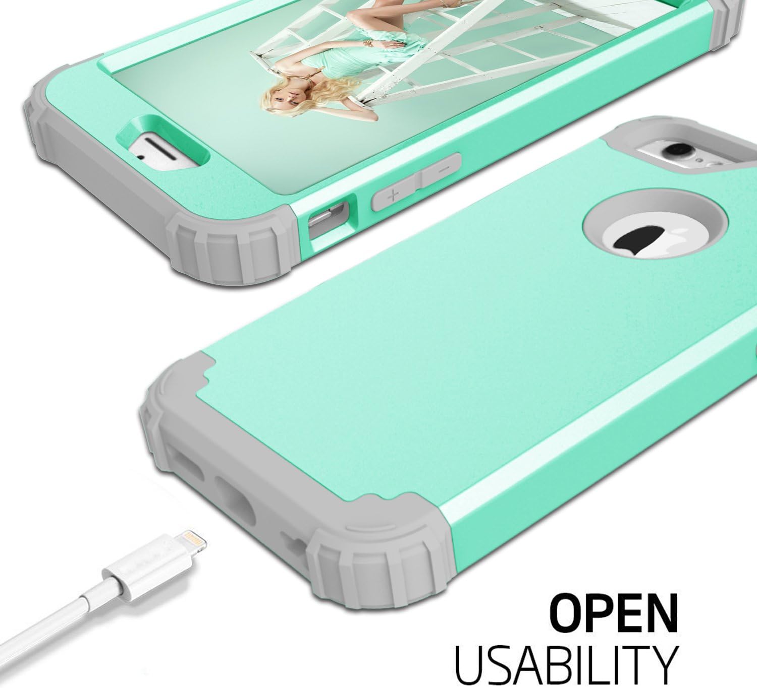 iPhone 6 Case, iPhone 6s Case, Hocase Shockproof Protection Heavy Duty Hard Plastic+Silicone Rubber Dual Layer Protective Phone Case for iPhone 6/6s w/ 4.7" Display - Teal/Gray