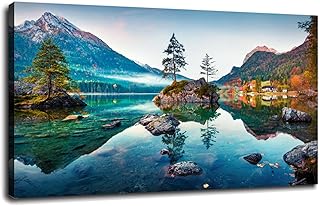 SSDDKL Beautiful Autumn Scene Inner Lake Bavarian Alps Austrian Border Poster Scenery Poster Room Aesthetics Canvas Prints Wall Art For Home Office Decorations With Framed 12"x8"