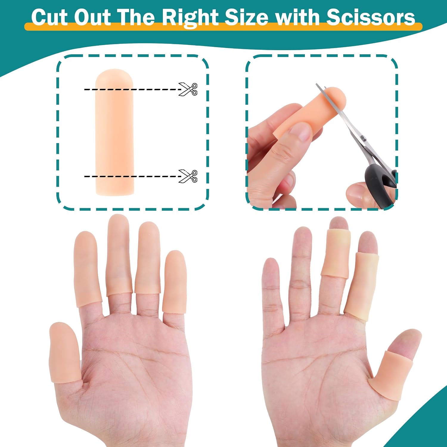 30 Pcs Gel Finger Cots, 2 Sizes Thumb Protector, Soft Finger Covers for Cuts, Fingertip Protector for Embroidery, Cutting, Hands Cracking, Corns, Blisters, and Calluses Protect, Nude