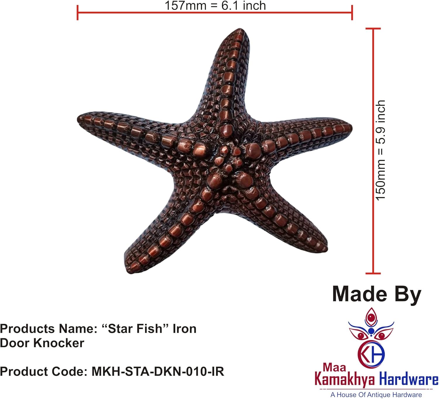“Star Fish” Iron Door Knocker (Rose Gold Finish) - Supplied as 1 Piece Per Pack