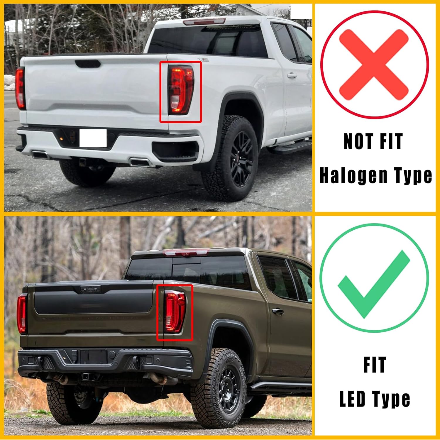 Boine LED Tail Light Compatible With 2019 2020 2021 2022 2023 2024 GMC Sierra 1500 2500HD 3500HD Right Passenger Side Rear Brake Light Replace 86820474 (Led Type - Right Passenger Side)