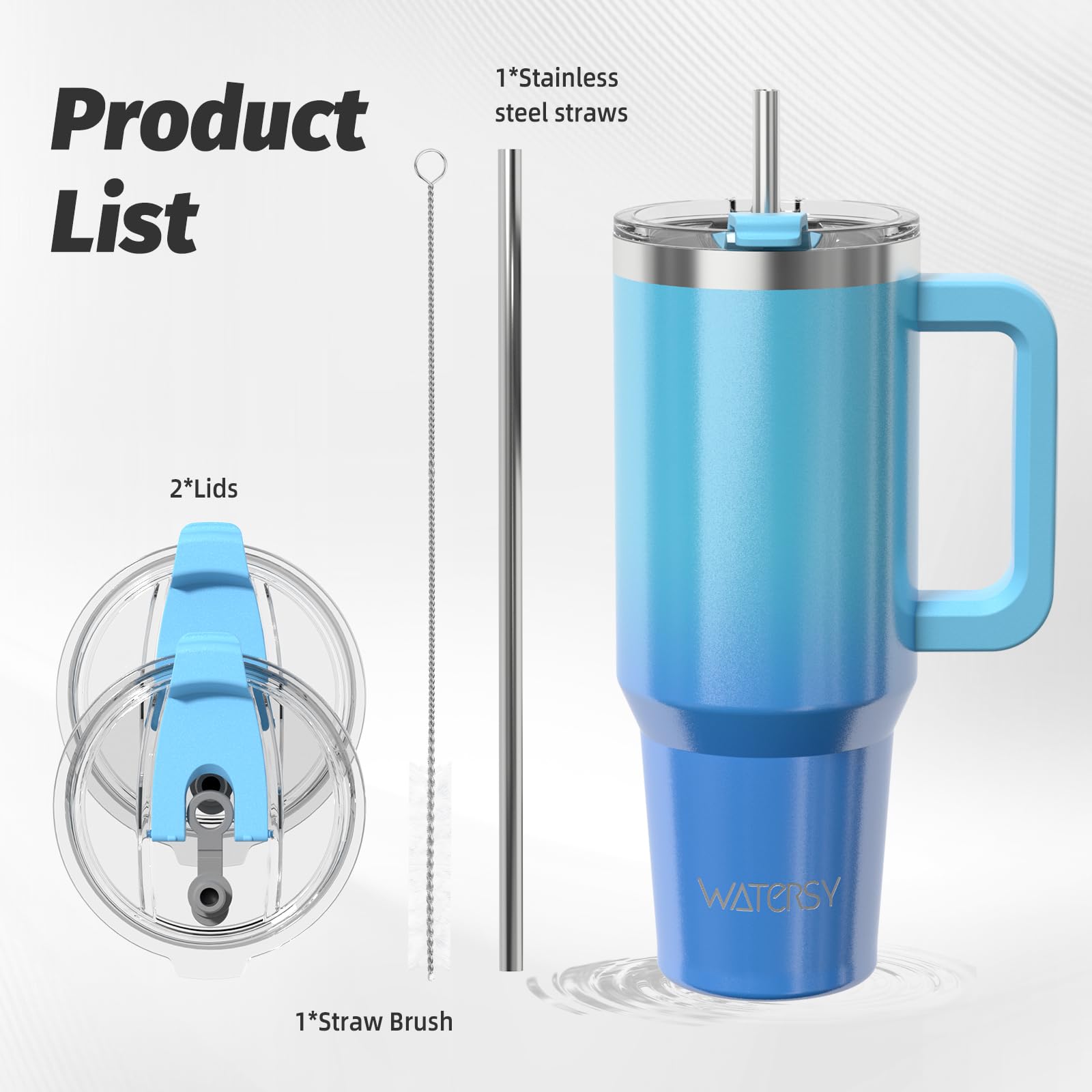 WATERSY Travel Mug Coffee Cup 30oz Tumbler Straw Lid and Handle - Image 3