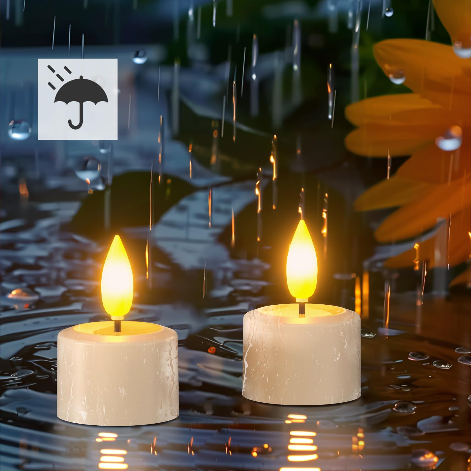 SoulBay LED Teelichter Wiederaufladbar Outdoor mit Fernbedienung & Timer | 12er Wasserdichte Elektrische Teelichter LED Kerzen Aufladbar mit Ladestation für Zimmer Badezimmer Wohnzimmer Halloween Deko