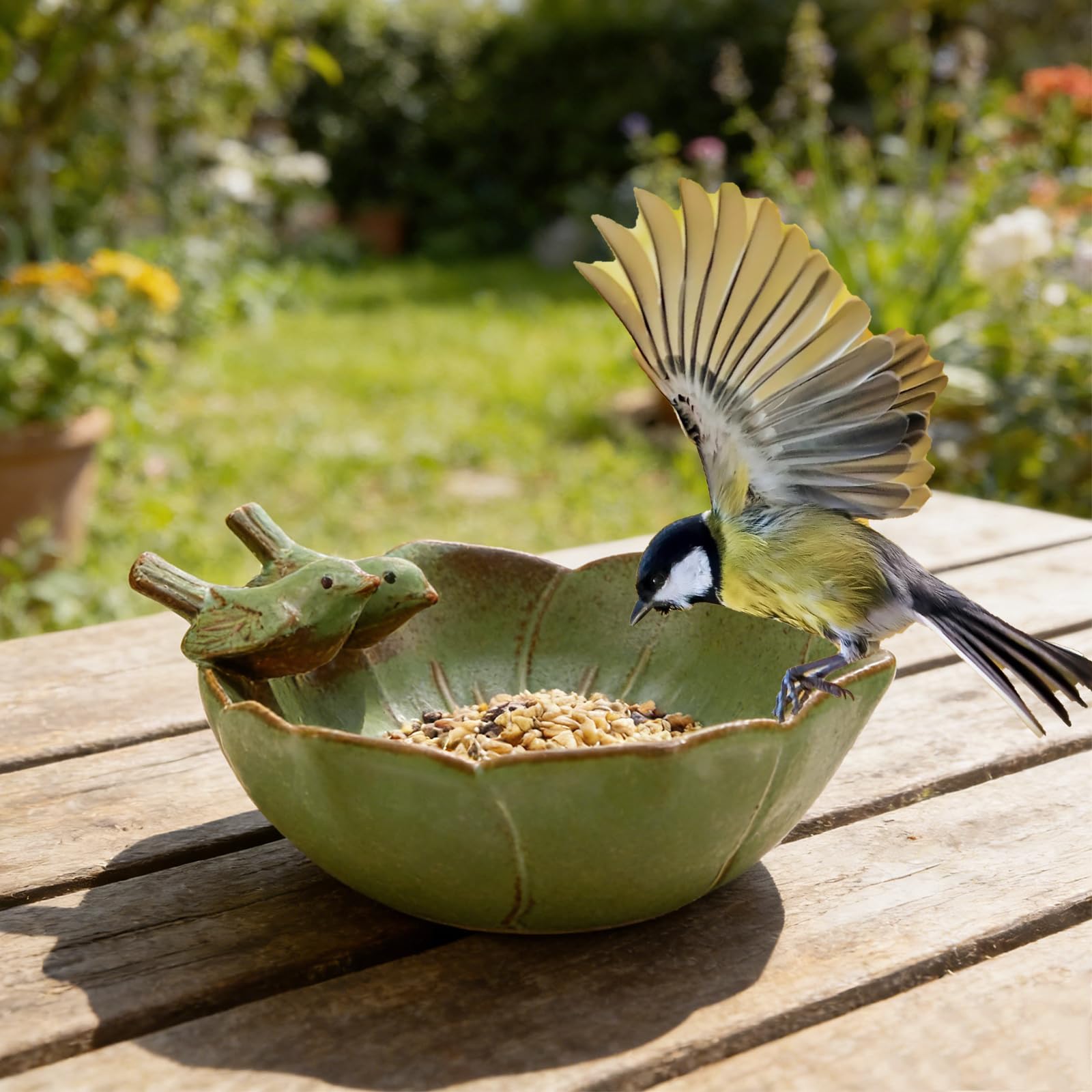 Abreuvoir Oiseaux, Céramique Mangeoire Oiseaux Exterieur, Bain Oiseaux, Bain d'oiseaux pour Extérieur