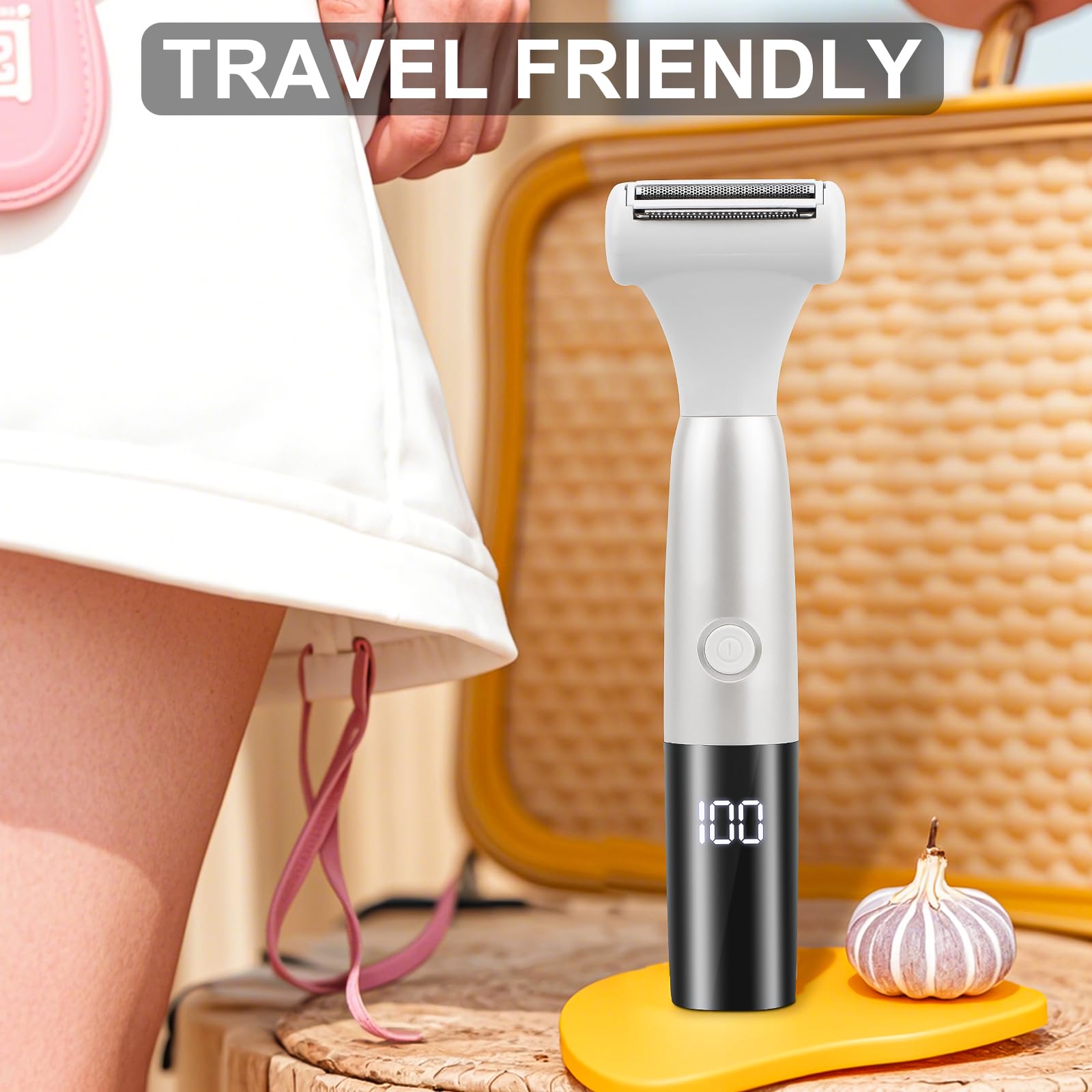 Recortadora de bikini 5 en 1 para mujer, maquinillas de afeitar eléctricas para mujeres, afeitadora eléctrica recargable inalámbrica, IPX7, impermeable, húmedo, seco, removedor de vello corporal para 7