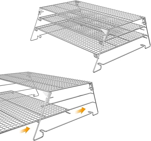 Miniatura 4 de Estante de 3 niveles para parrilla de pellets Traeger 575 Pro 34, estante de calentamiento deslizante plegable de 21 pulgadas para Pit Boss, Camp